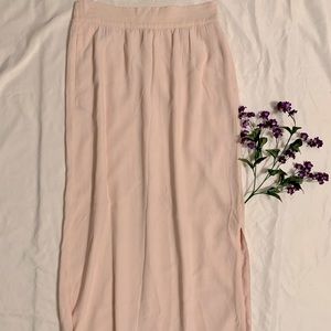 LOFT maxi skirt in pale pink.